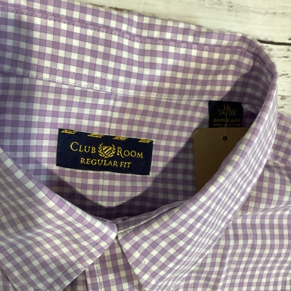 1634. Club Room Men’s Checkered Button-Down Dress Shirt EUC Size 16 / 34-35 - Picture 2 of 2